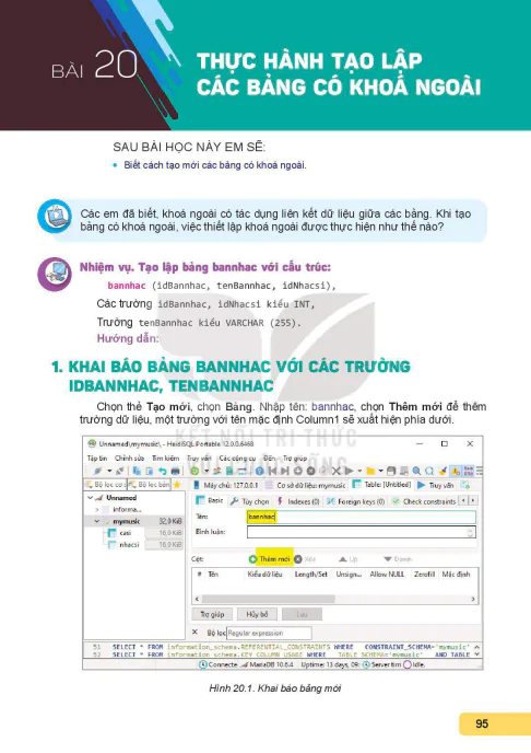 Bài 20: Thực hành tạo lập các bảng có khóa ngoài