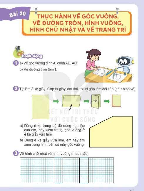 Bài 20: Thực hành vẽ góc vuông, vẽ đường tròn, hình vuông, hình chữ nhật và vẽ trang trí