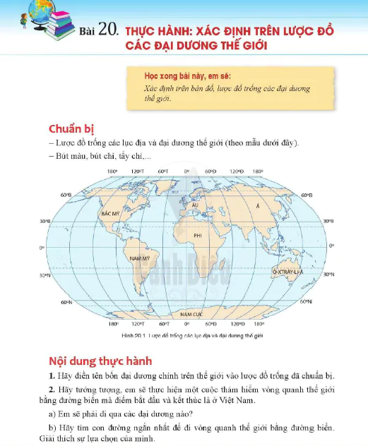 Bài 20. Thực hành - xác định trên lược đồ các đại dương thế giới
