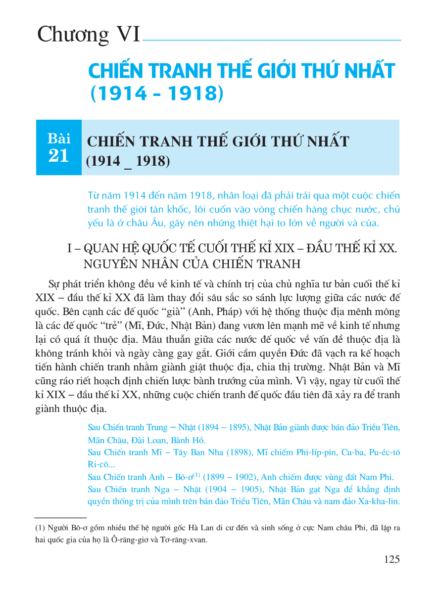 Bài 21: Chiến Tranh Thế Giới Thứ Nhất (1914 - 1918)
