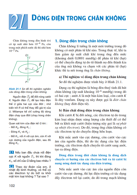 Bài 21: Dòng điện trong chân không