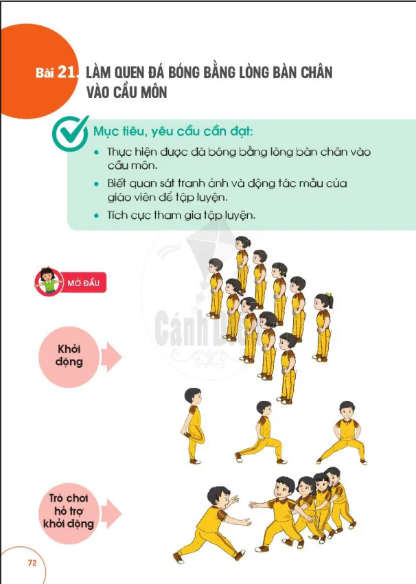 BÀI 21: LÀM QUEN ĐÁ BÓNG BẰNG LÒNG BÀN CHÂN VÀO CẦU MÔN