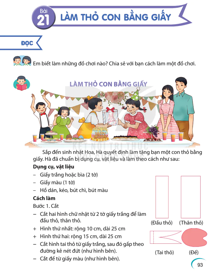 Bài 21: Làm Thỏ Con Bằng Giấy