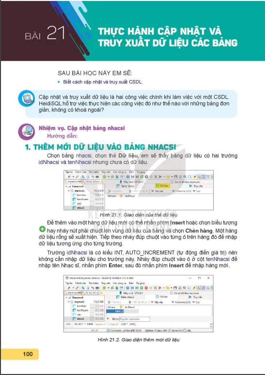 Bài 21: Thực hành cập nhật và truy xuất dữ liệu các bảng