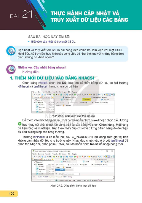 Bài 21: Thực hành cập nhật và truy xuất dữ liệu các bảng