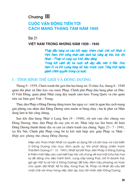Bài 21: Việt Nam trong những năm 1939 - 1945