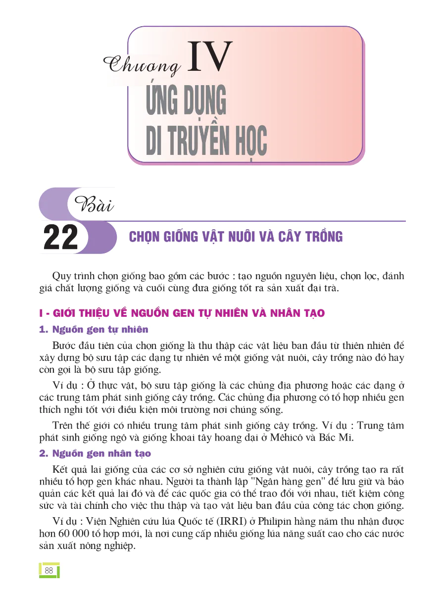 Bài 22: Chọn Giống Vật Nuôi Và Cây Trồng