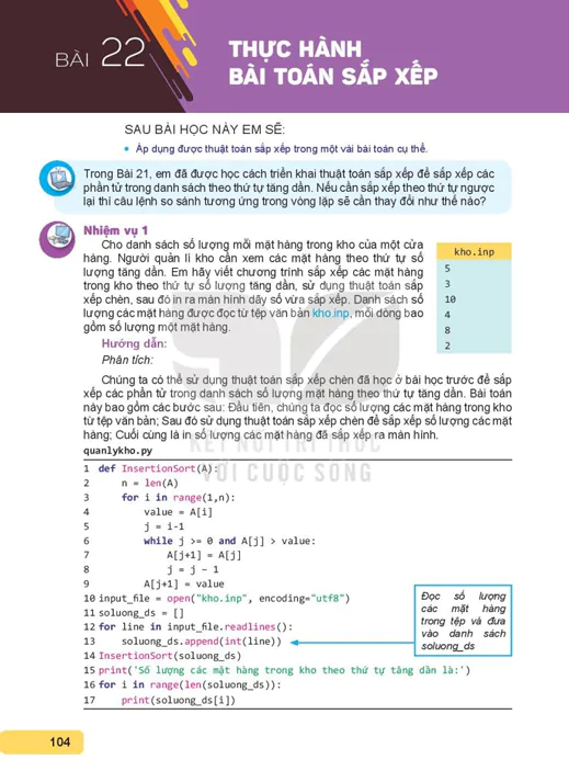 BÀI 22: THỰC HÀNH BÀI TOÁN SẮP XẾP