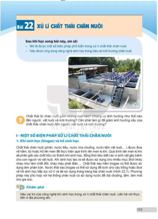 Bài 22: Xử lí chất thải chăn nuôi