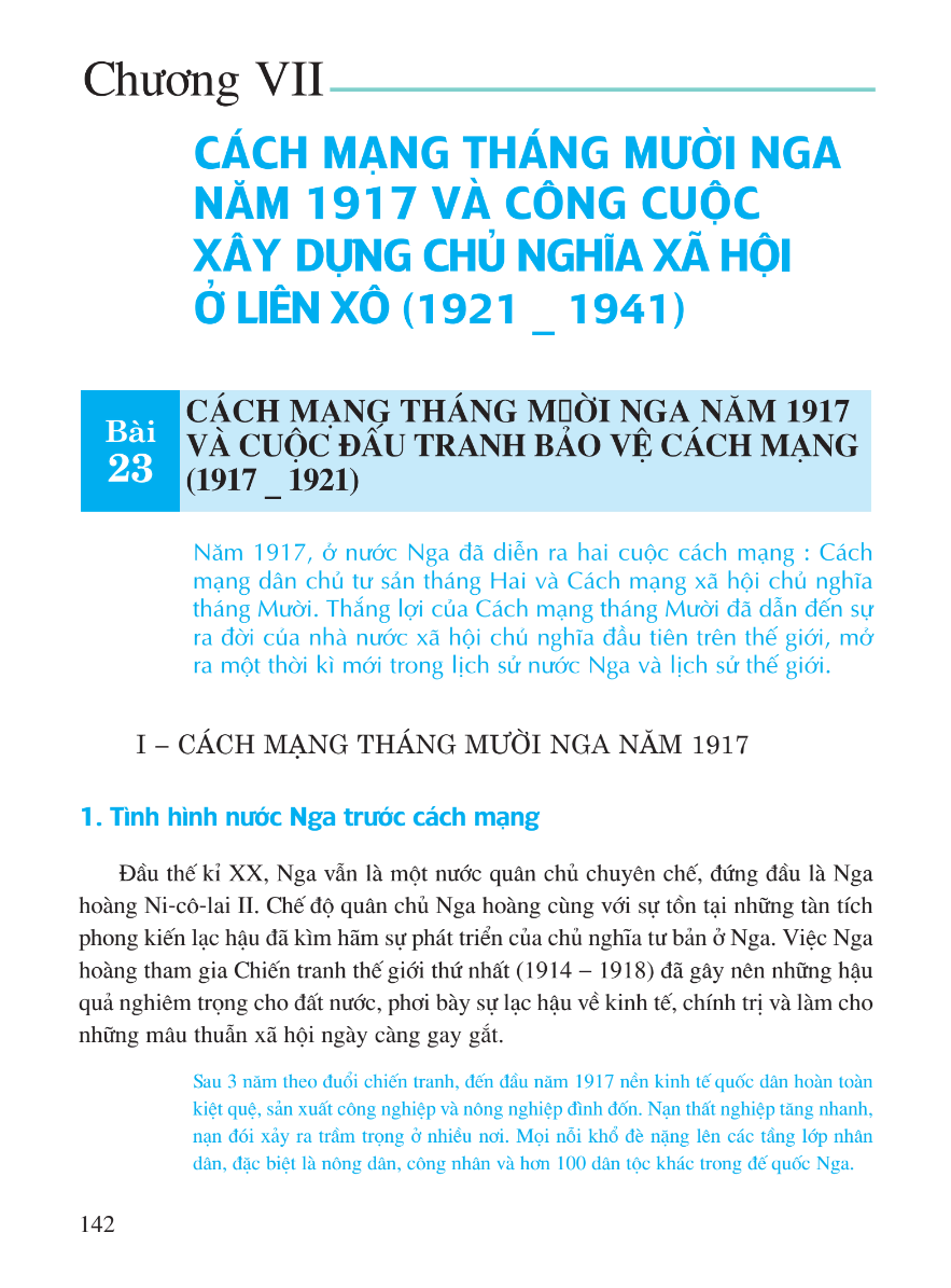 Bài 23: Cách Mạng Tháng Mười Nga Năm 1917 Và Cuộc Đấu Tranh Bảo Vệ Cách Mạng (1917 - 1921)
