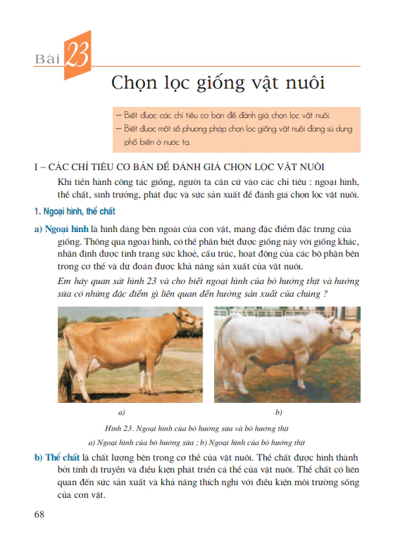 Bài 23: Chọn lọc giống vật nuôi