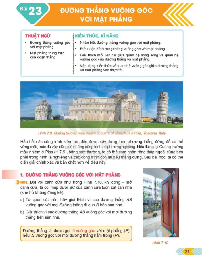 Bài 23: Đường thẳng vuông góc với mặt phẳng