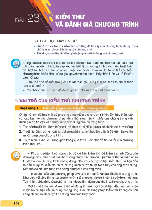 BÀI 23: KIỂM THỬ VÀ ĐÁNH GIÁ CHƯƠNG TRÌNH
