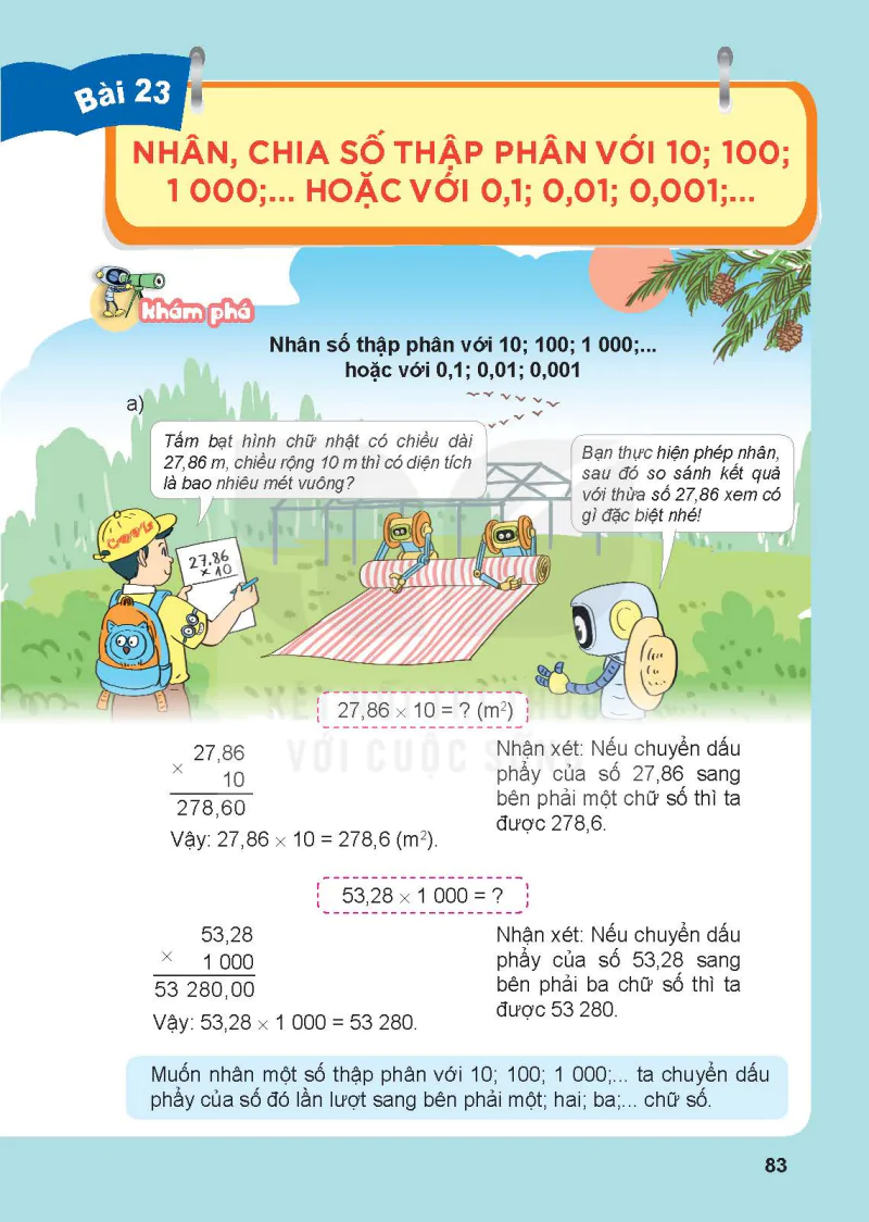 Bài 23. Nhân, chia số thập phân với 10; 100; 1 000;... hoặc với 0,1; 0,01; 0,001;... 