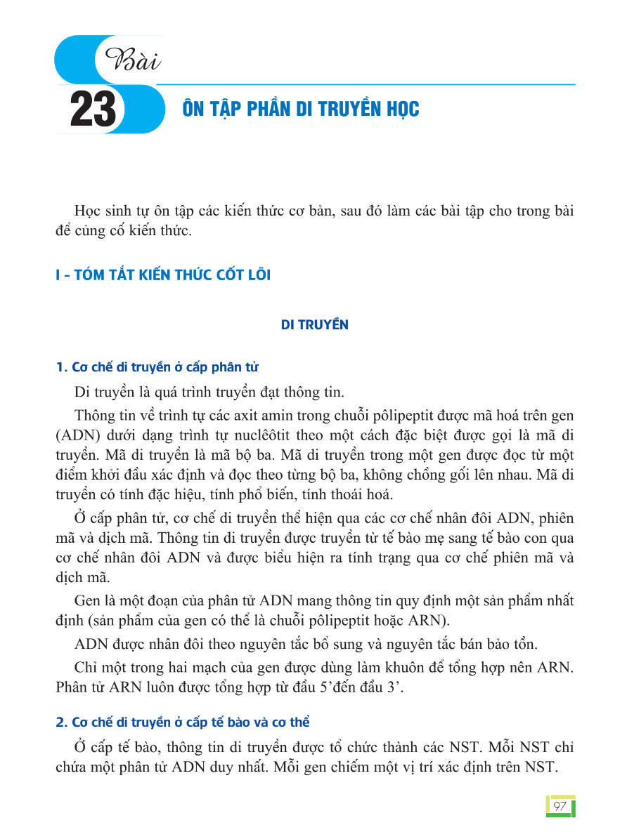 Bài 23: Ôn Tập Phần Di Truyền Học