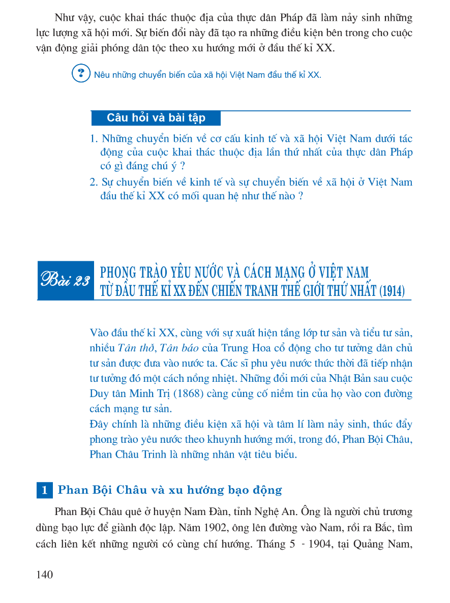Bài 23: Phong Trào Yêu Nước Và Cách Mạng Ở Việt Nam Từ Đầu Thế Kỉ XX Đến Chiến Tranh Thế Giới Thứ Nhất (1914)