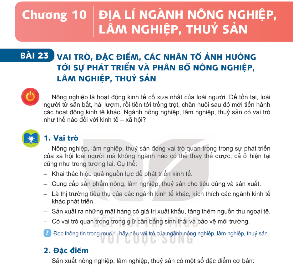 Bài 23: Vai Trò, Đặc Điểm, Các Nhân Tố Ảnh Hưởng Tới Sự Phát Triển Và Phân Bổ Nông Nghiệp, Lâm Nghiệp, Thủy Sản