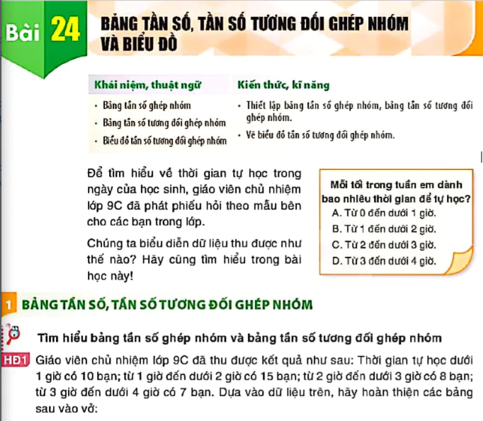 Bài 24: Bảng tầng số, tần số tương đối ghép nhóm và biểu đồ