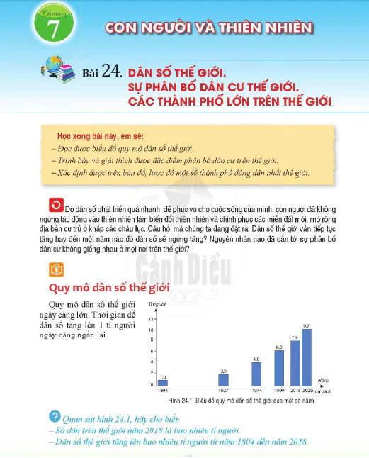 Bài 24. Dân số thế giới. Sự phân bố dân cư thế giới. Các thành phố lớn trên thế giới