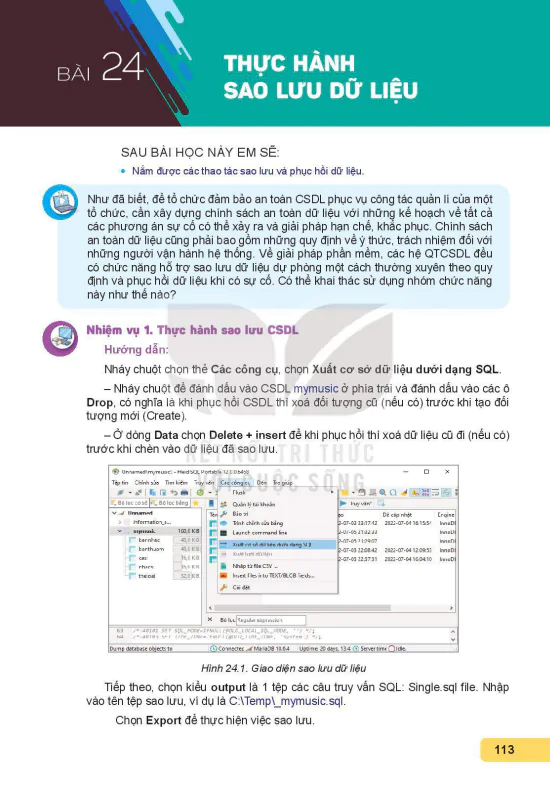 Bài 24: Thực hành sao lưu dữ liệu