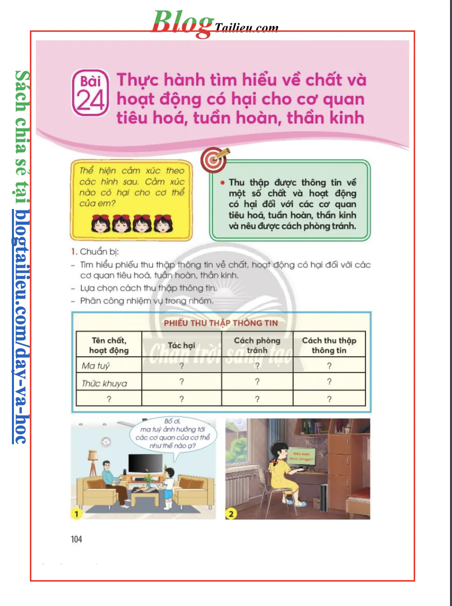 Bài 24: Thực hành tìm hiểu về chất và hoạt động có hại cho cơ quan tiêu hoá, tuần hoàn, thần kinh 