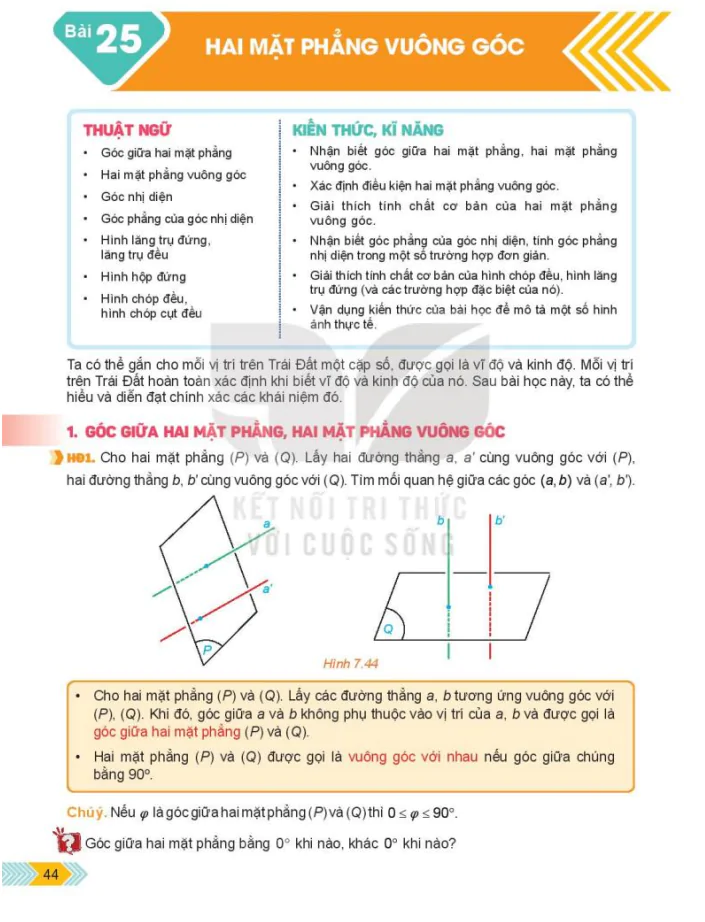 Bài 25: Hai mặt phẳng vuông góc