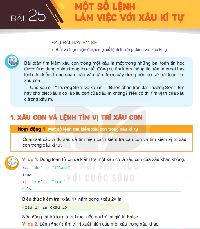 Bài 25: Một Số Lệnh Làm Việc Với Xâu Kí Tự