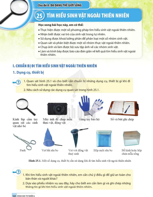 Bài 25. TÌM HIỂU SINH VẬT NGOÀI THIÊN NHIÊN