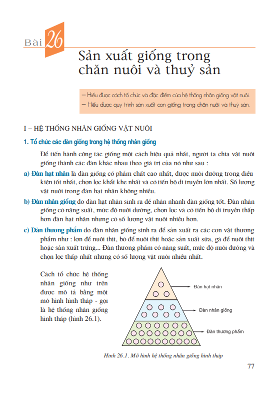 Bài 26: Sản xuất giống trong chăn nuôi và thủy sản 