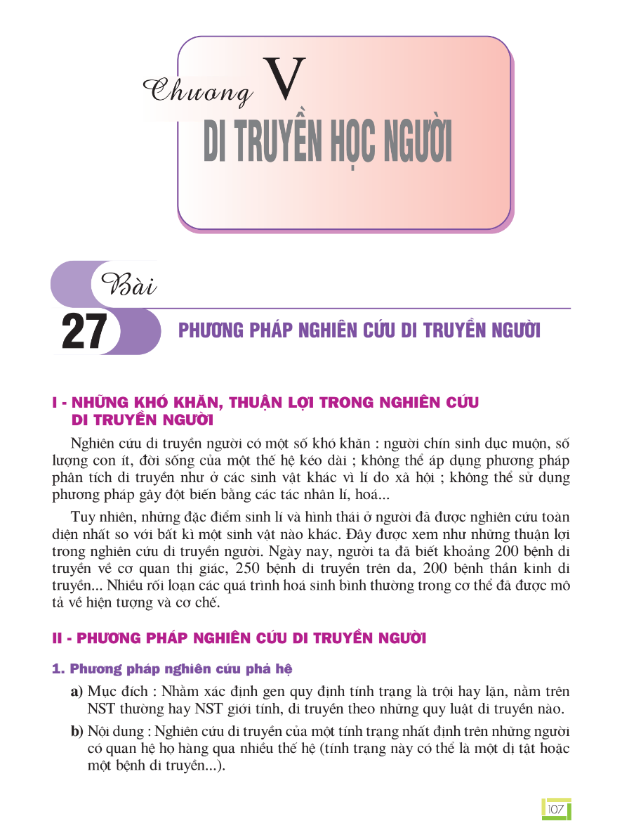 Bài 27: Phương Pháp Nghiên Cứu Di Truyền Người