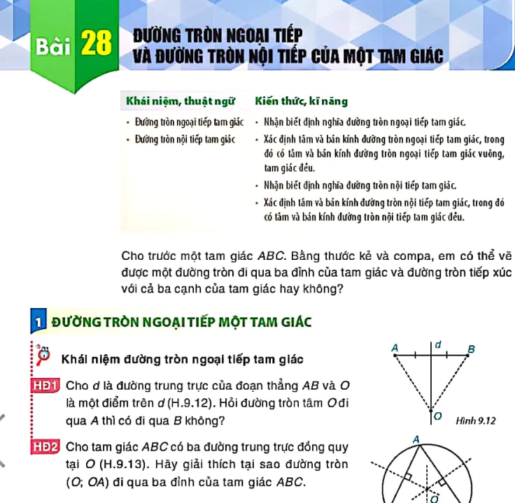 Bài 28: Đường tròn ngoại tiếp và đường tròn nội tiếp của một tam giác