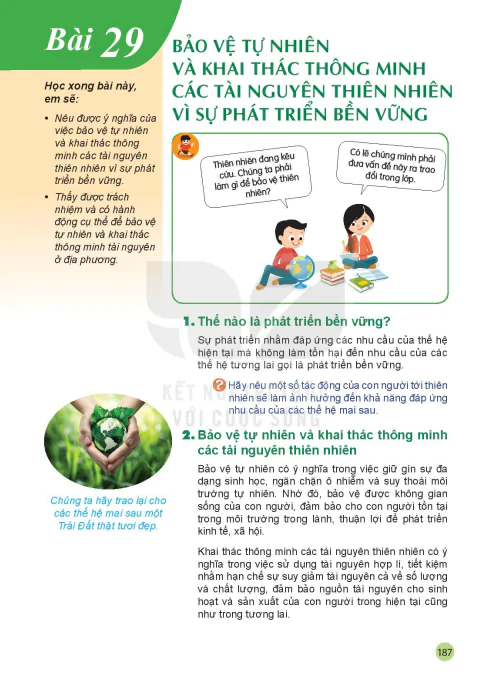 Bài 29: Bảo vệ tự nhiên và khai thác thông minh các tài nguyên thiên nhiên vì sự phát triển bền vững