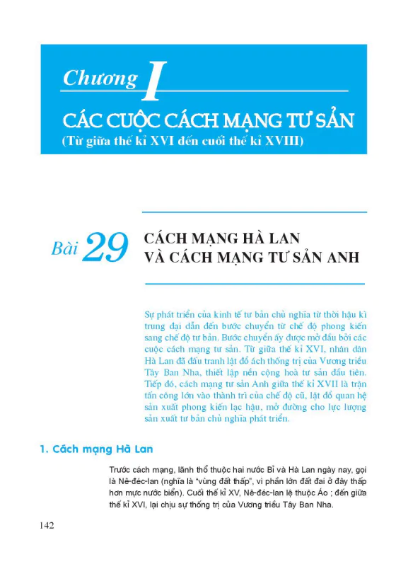 Bài 29: Cách mạng Hà Lan và cách mạng tư sản Anh