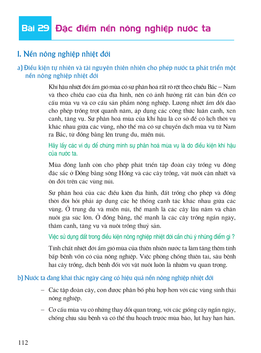 Bài 29: Đặc Điểm Nền Nông Nghiệp Nước Ta