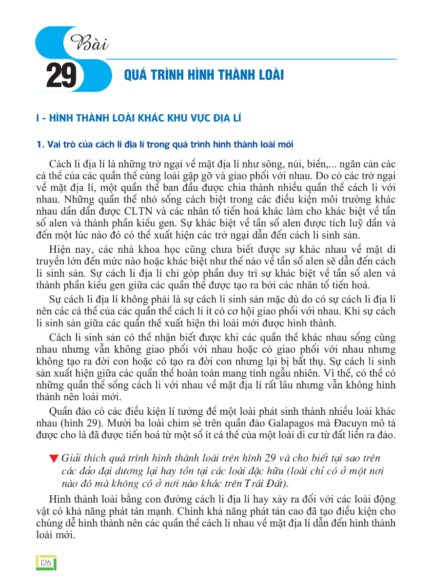 Bài 29: Quá Trình Hình Thành Loài