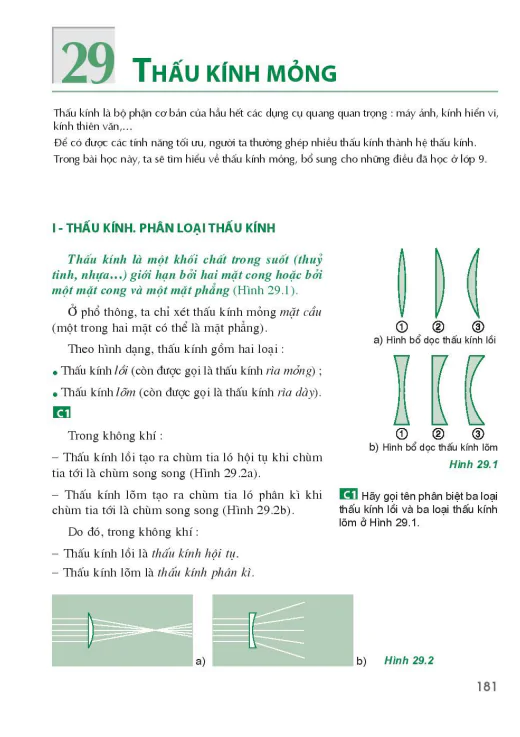 Bài 29: Thấu kính mỏng