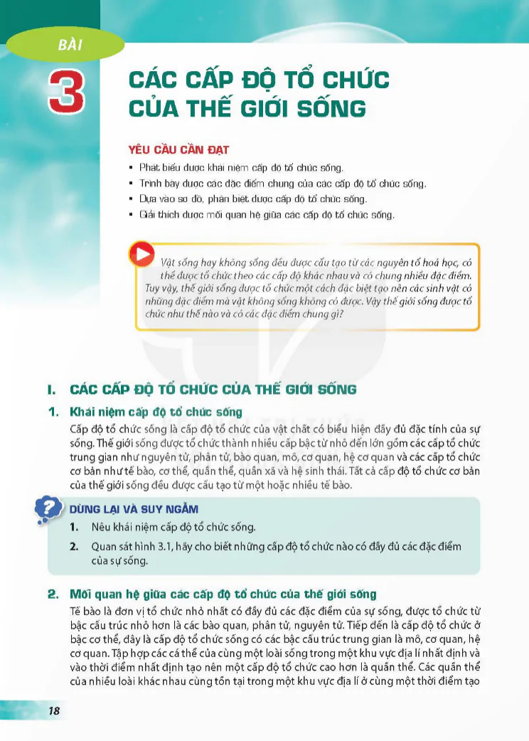 Bài 3: Các cấp độ tổ chức của thế giới sống
