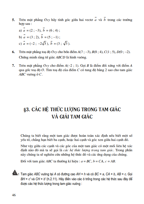 Bài 3: Các hệ thức lượng trong tam giác và giải tam giác