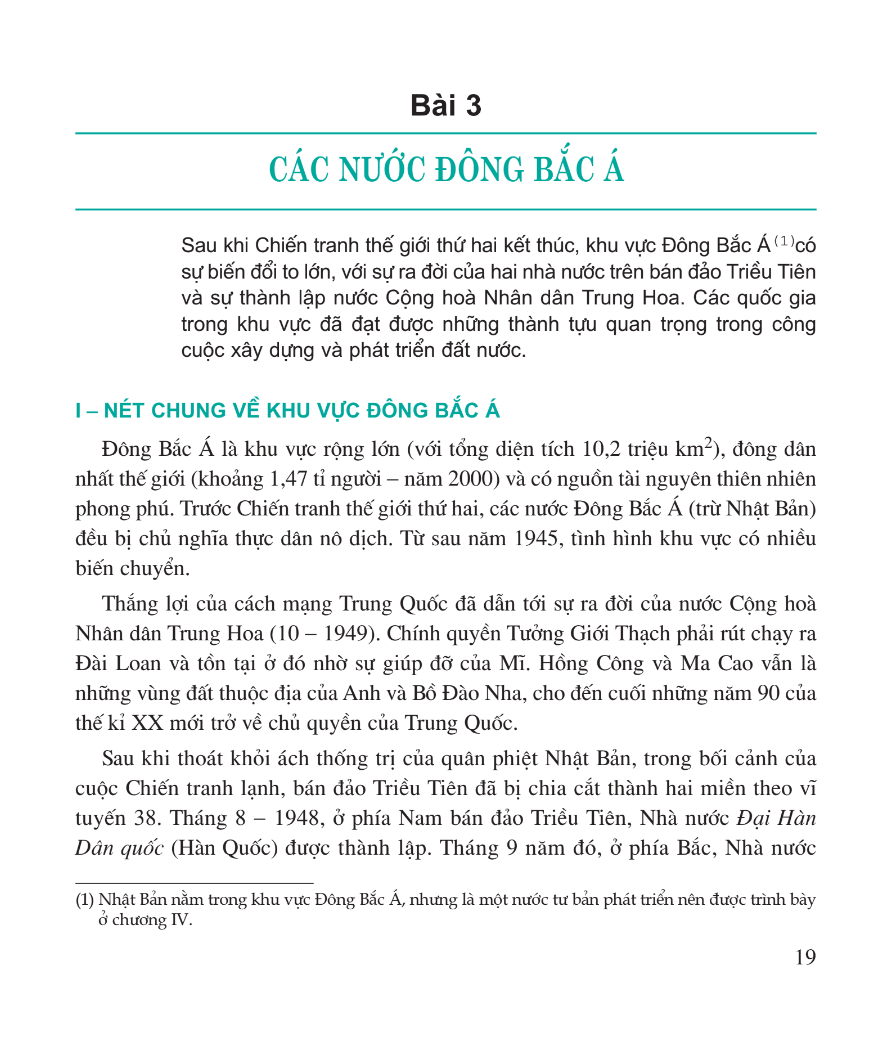 Bài 3: Các Nước Đông Bắc Á