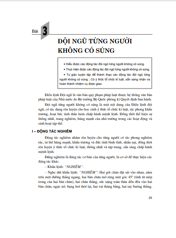 Bài 3: Đội ngũ từng người không có súng