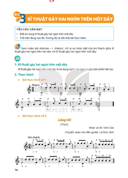 Bài 3: Kĩ thuật gảy hai ngón trên một dây