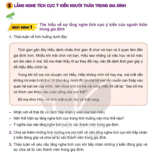 Bài 3: Lắng nghe tích cực ý kiến người thân trong gia đình