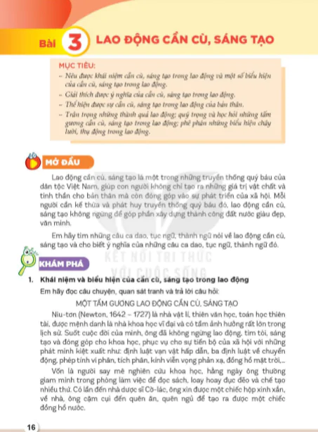 Bài 3: Lao động cần cù, sáng tạo