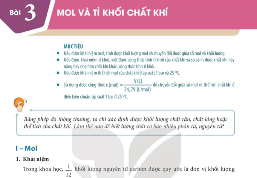 Bài 3: Mol và tỉ khối chất khí