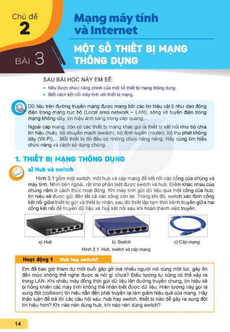 BÀI 3: MỘT SỐ THIẾT BỊ MẠNG THÔNG DỤNG