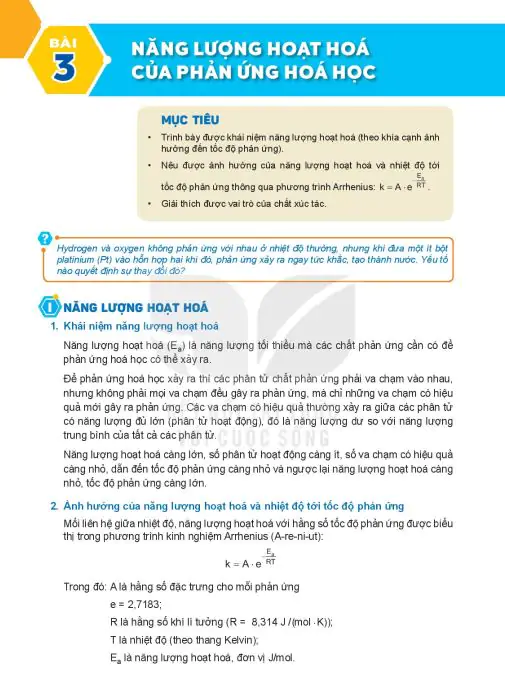 Bài 3: Năng Lượng Hoạt Hóa Của Phản Ứng Hóa Học 