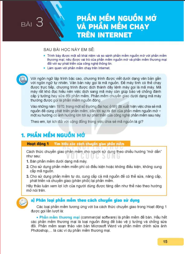 Bài 3: Phần mềm nguồn mở và phần mềm chạy trên Internet