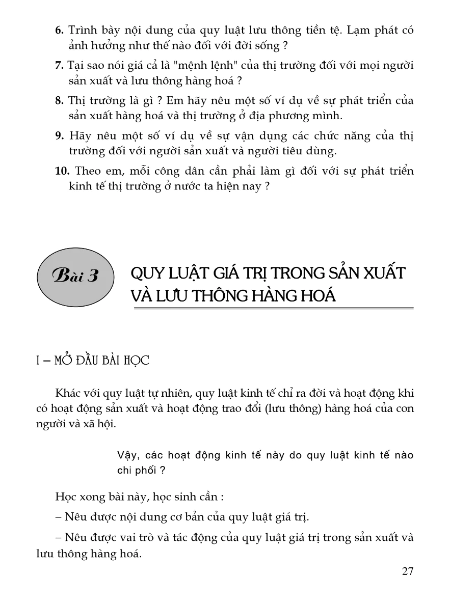 Bài 3: Quy Luật Giá Trị Trong Sản Xuất Và Lưu Thông Hàng Hóa