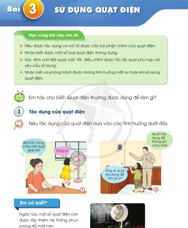 Bài 3: Sử dụng quạt điện
