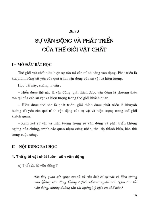 Bài 3: Sự vận động và phát triển của thế giới vật chất
